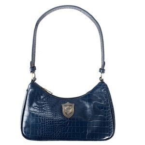 Bioworld Blue Croc-Embossed Shoulder Bag